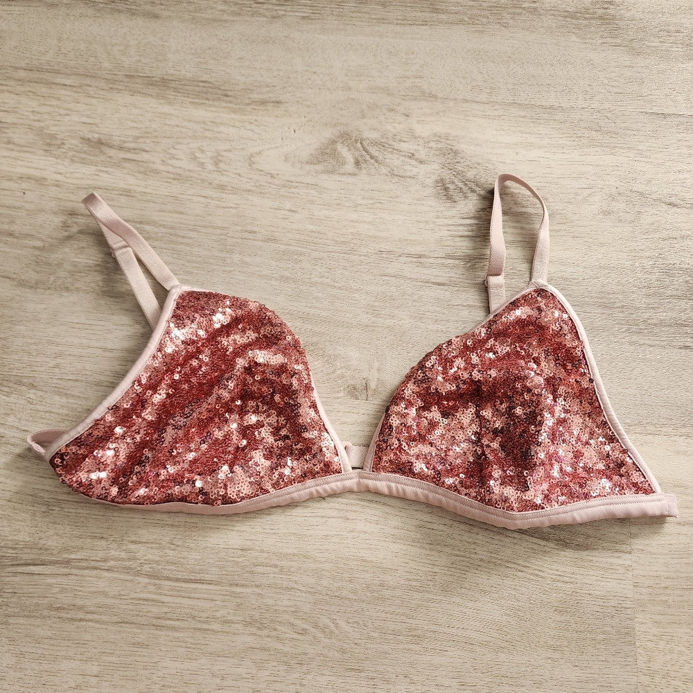 Pink sequin size large Victoria's secret bralette